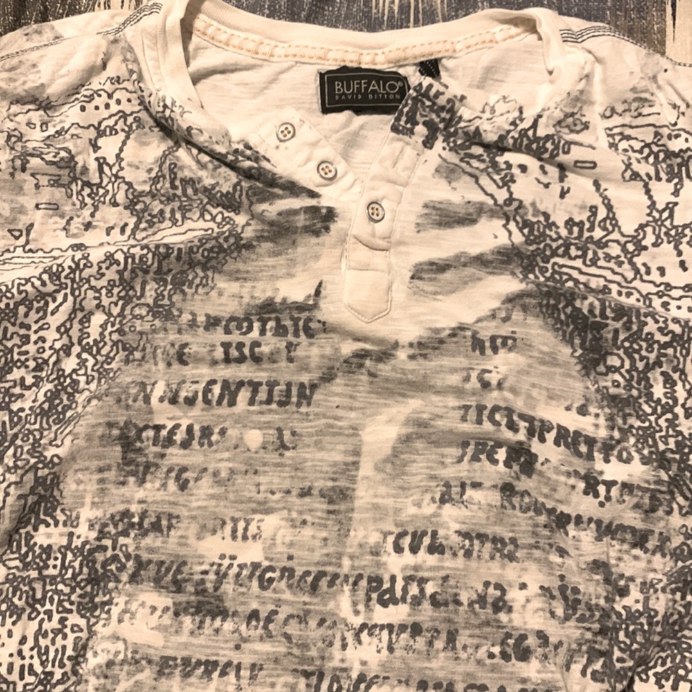 Mens Buffalo David Bitton White Button Graphic T-Shirt